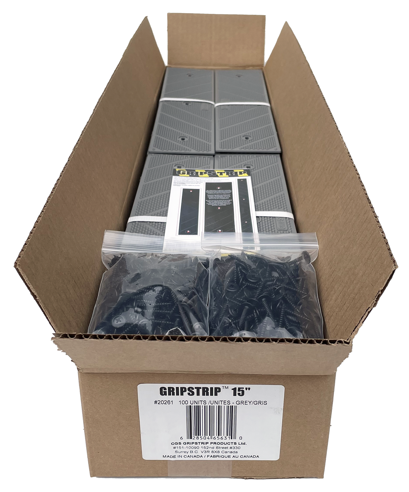 GripStrip Max 3.25" x 15" Grey Anti slip Stair tread Strips screws included In Box