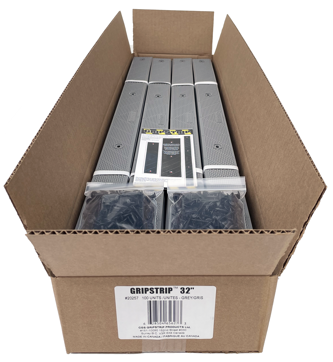 GripStrip 2" x 32" Inch Grey Non slip Strips Box