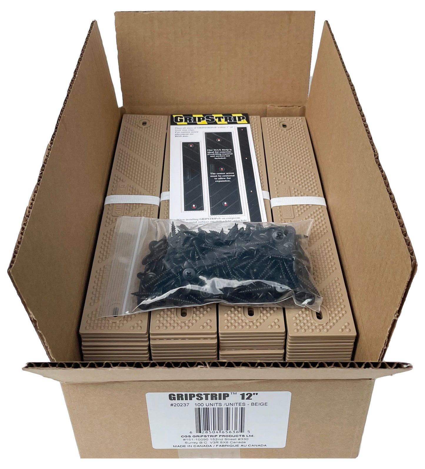 GripStrip Extension 2" x 12"Beige Anti Slip Strips in box