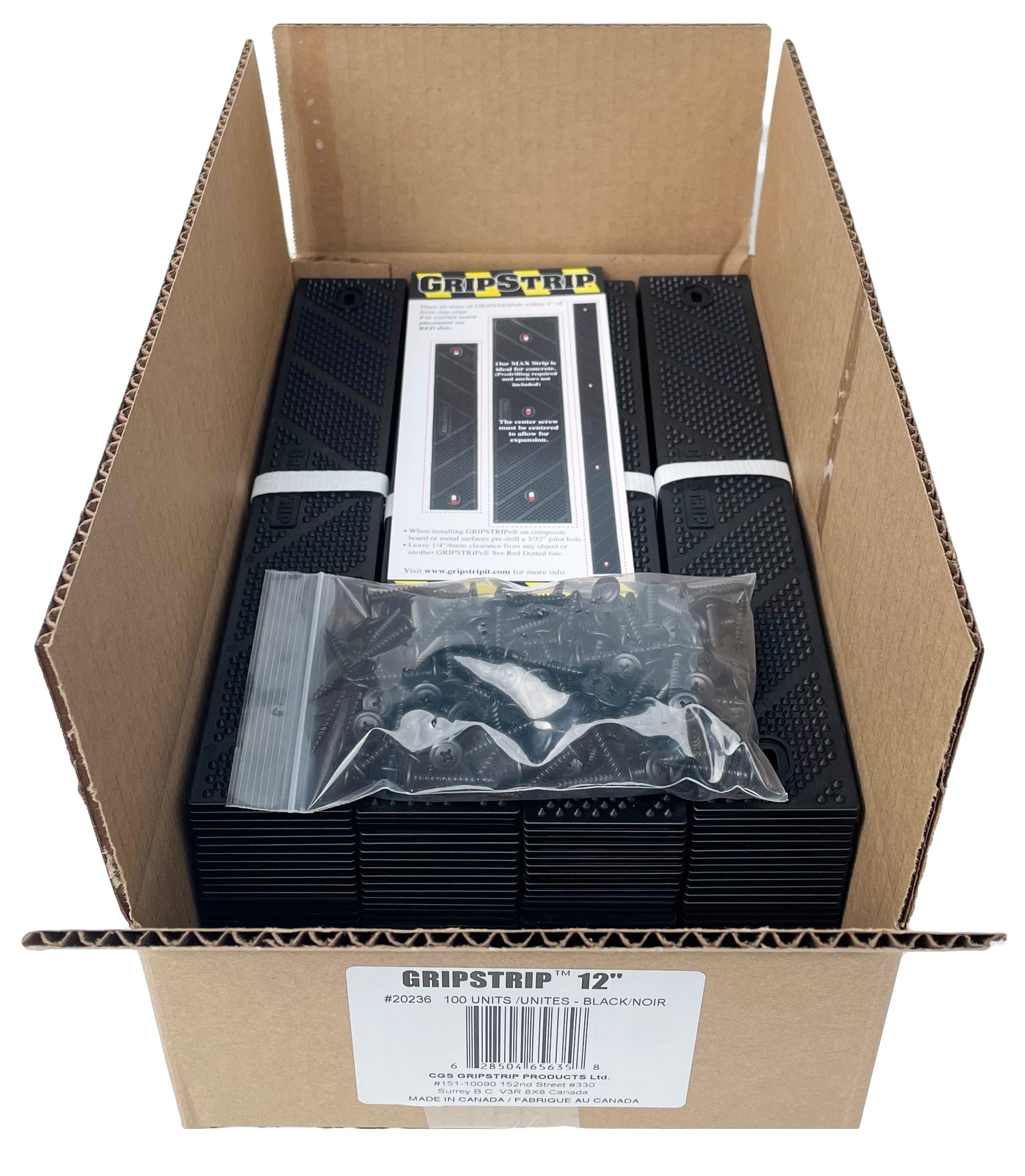 GripStrip Extension 2" x 12"Black Anti Slip Strips in box