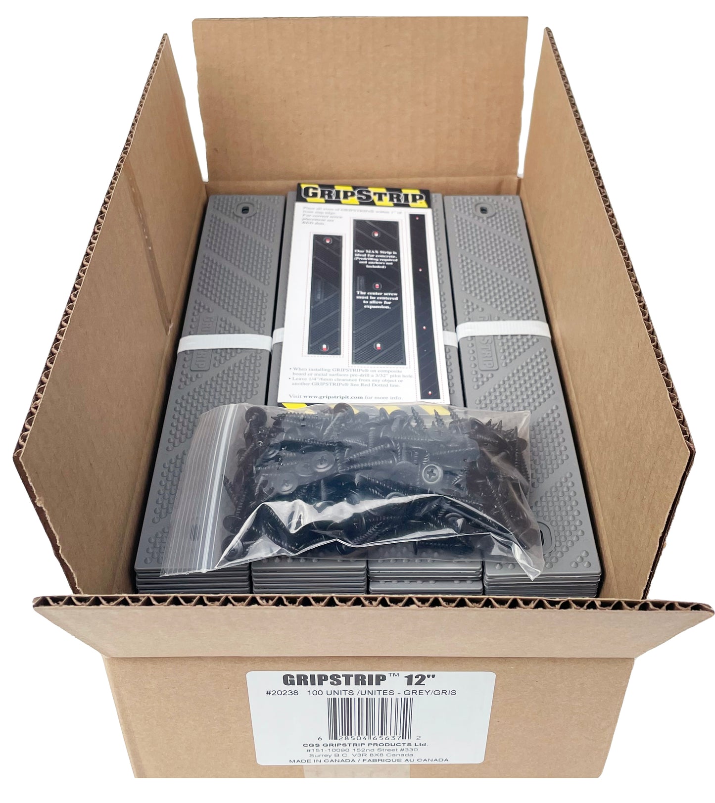 GripStrip Extension 2" x 12"Grey Anti Slip Strips in box