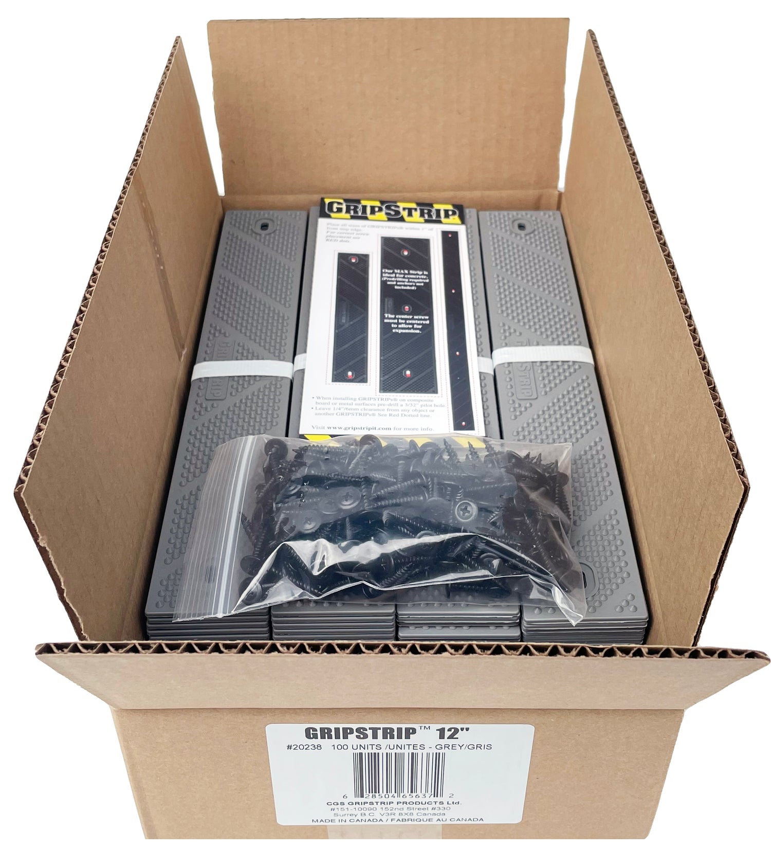 GripStrip Extension 2" x 12"Grey Anti Slip Strips in box