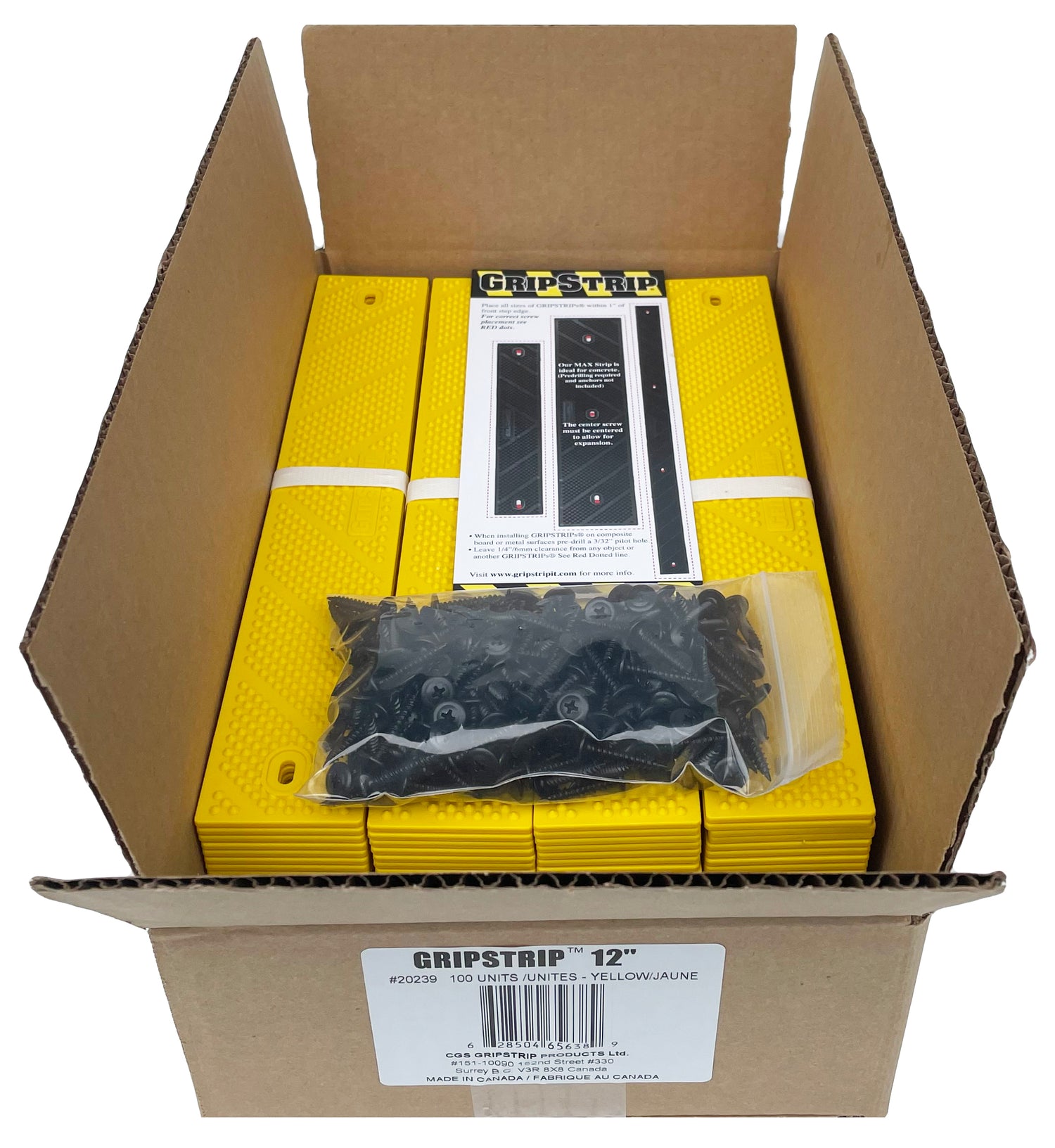 GripStrip Extension 2" x 12"Yellow Anti Slip Strips in box