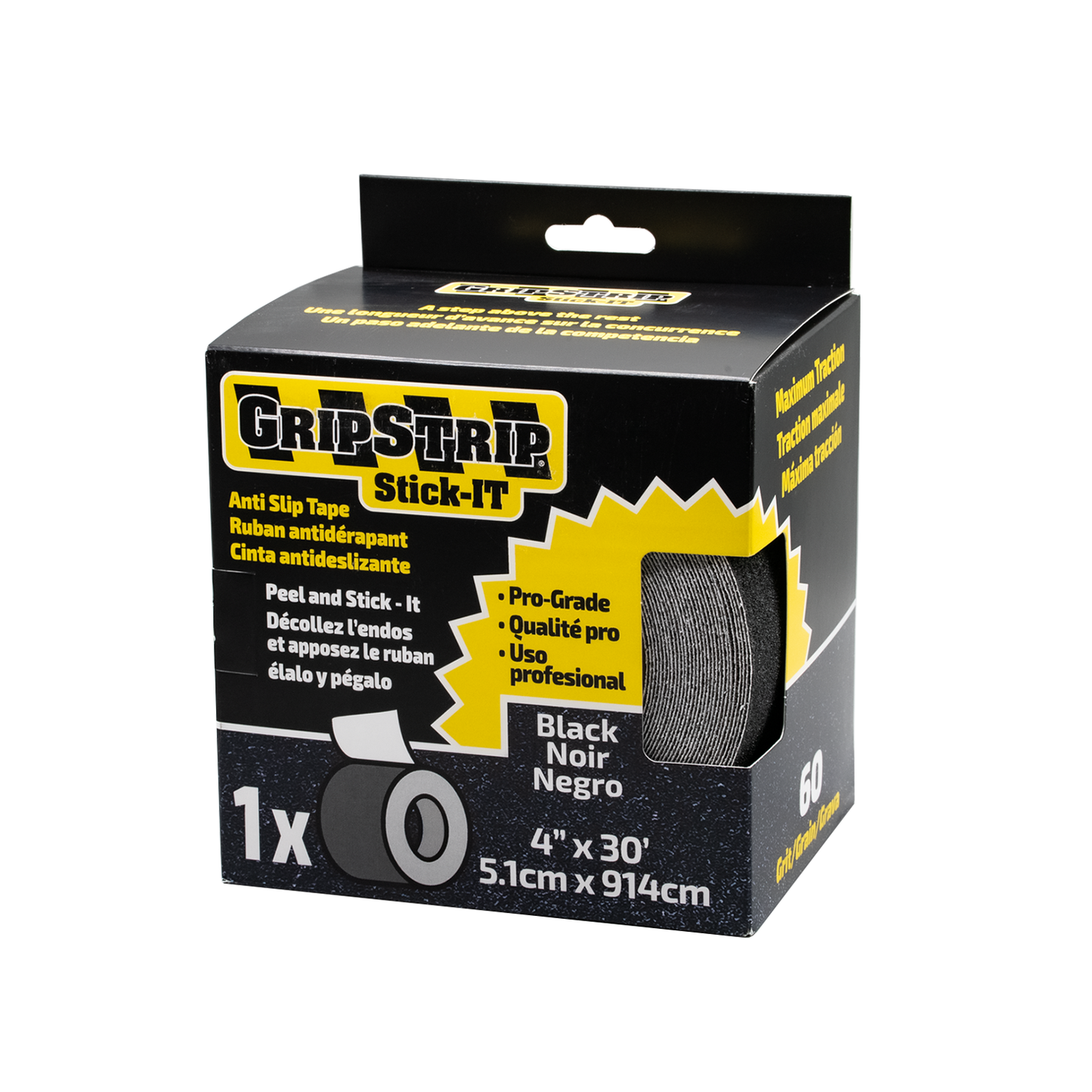 4" width 15 - 60 ft Black Grip Tape Box